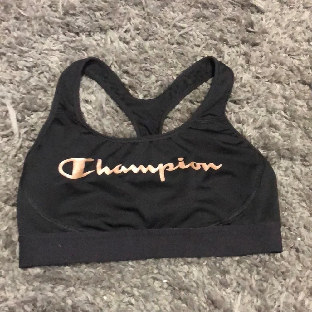Champion Sports Bra Racerback Medium Support Black Activewear Size M
